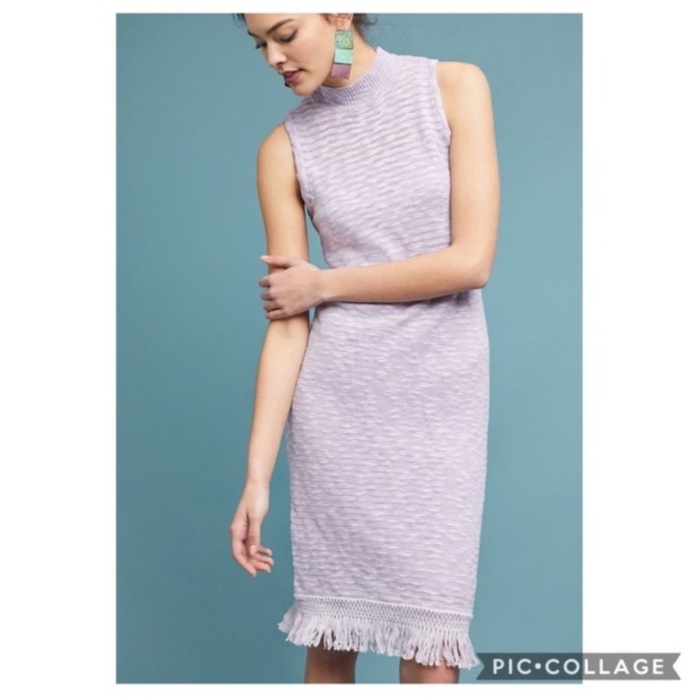 ANTHRO • Callahan Acadia Linen Lavender Turtleneck Dress